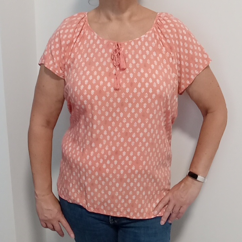 Sonoma blouse, orange and white sz XL